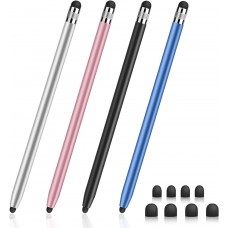 Digiroot Stylus Pen,4 Stück Tablet Stift mit 8er Gummi Ersatzspitzen,2-in-1 Touchscreen Stift für alle Tablets/Smartphone, kompatibel mit Samsung/iPad/Android/IOS